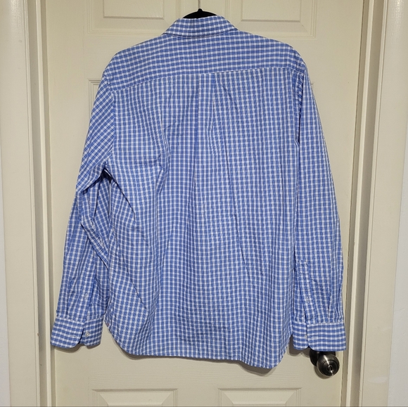 Men's Dockers L/G Checkered White/Blue Dress Shirt. - Picture 10 of 10